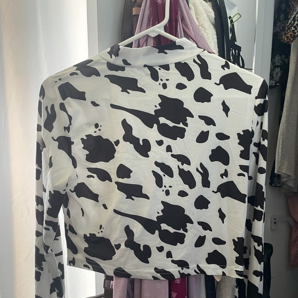 Tops | Cowprint Mock Neck Layering Top | Poshmark